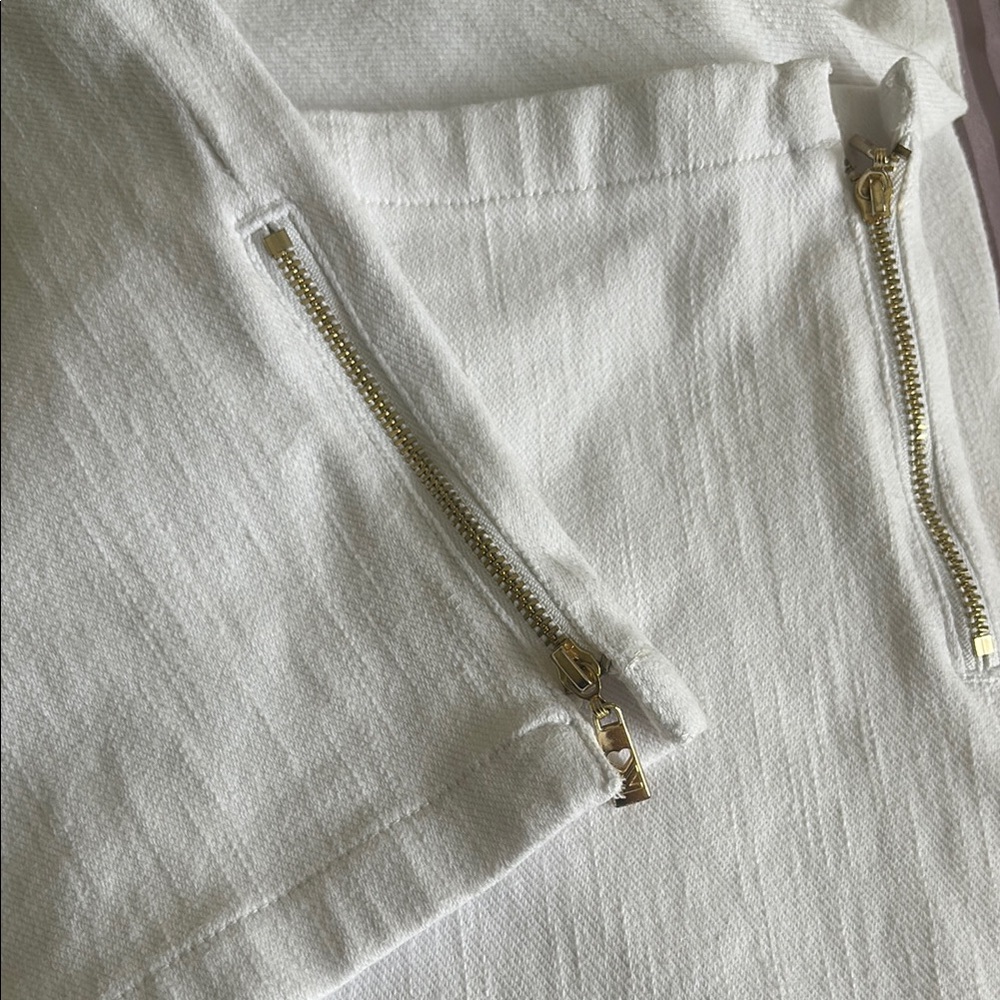 Belle by Kim Gravel White Denim Pants size 8 petite expandable waist - Picture 4 of 7